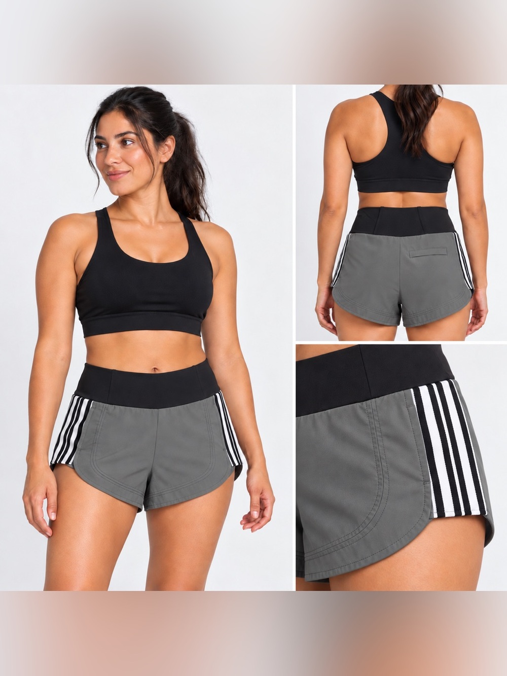 Athleta Speedwork Mid Rise Colorblock 2" Run Short Gray & Black Size 0